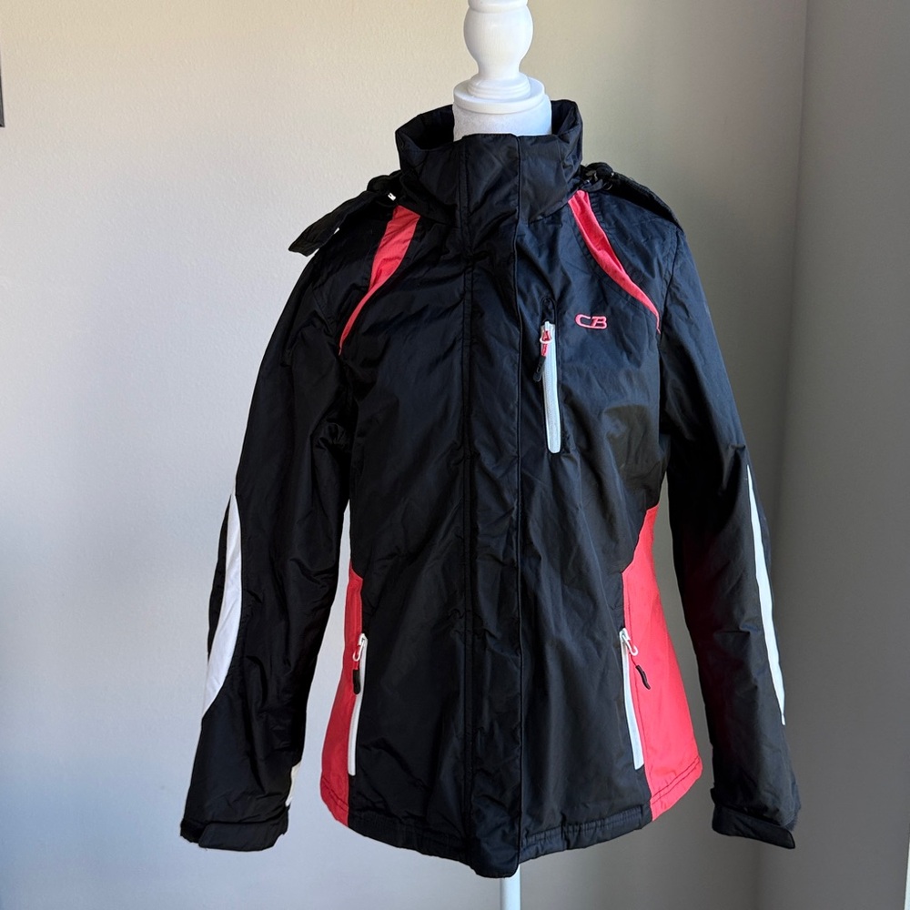 CB Sport women’s black,pink& white zip front hooded jacket
